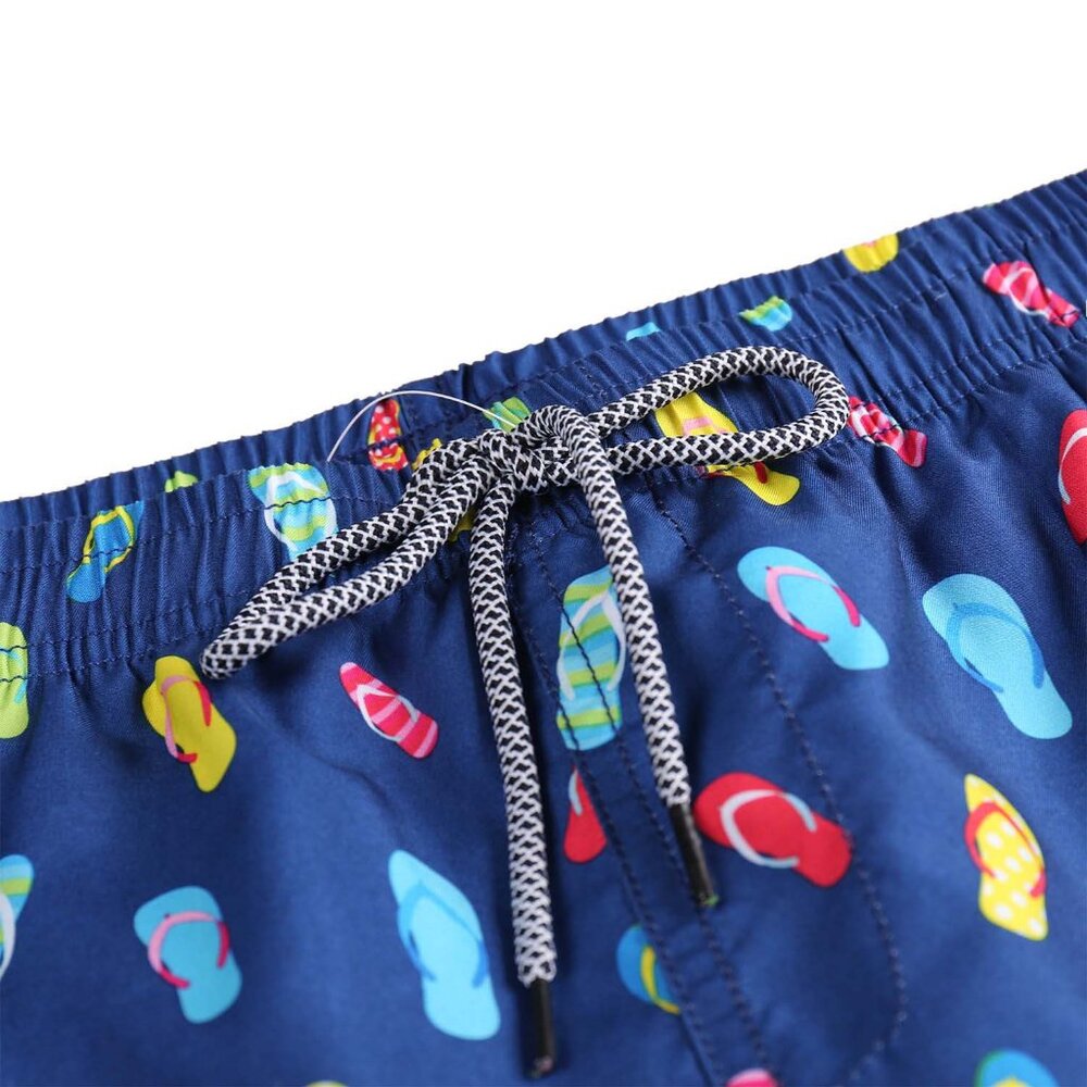 Boys' Blue Flip-flops Print Swim Trunks with Mesh Liner - Picture 2 of 7